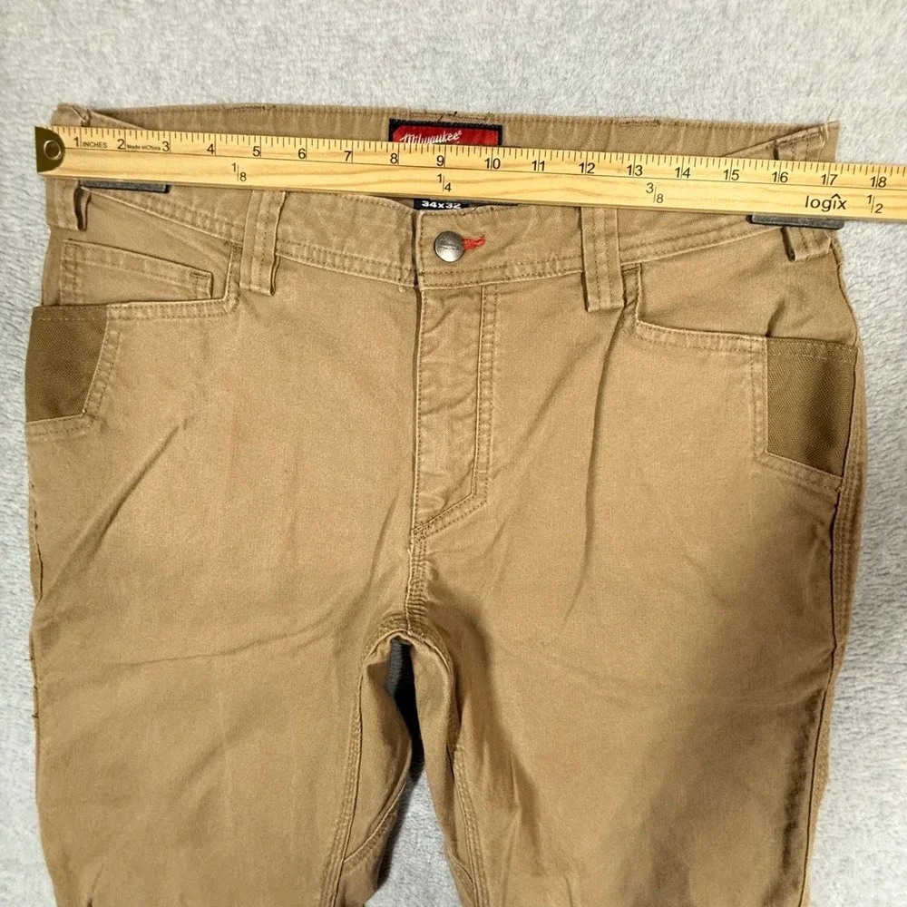 Milwaukee M650 Work Pant Mens 34x32 Brown Canvas Utility Carpenter Trousers